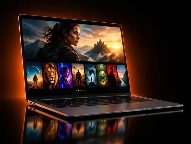Laptop showing a streaming app
