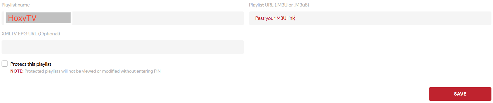 IBO device portal — add your playlist